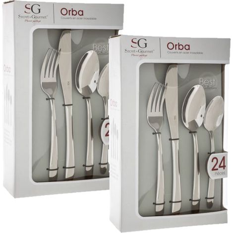 Lot de 2 ménagères en acier inoxydable 24 pièces ORBA (1/3)