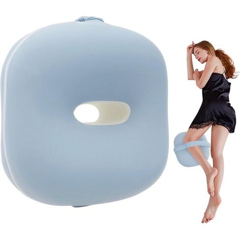 Almohada para rodillas para dormir de lado，almohada de espuma viscoelástica de 26 × 24 × 12 cm para piernas，adecuada para quienes duermen de lado (1/5)