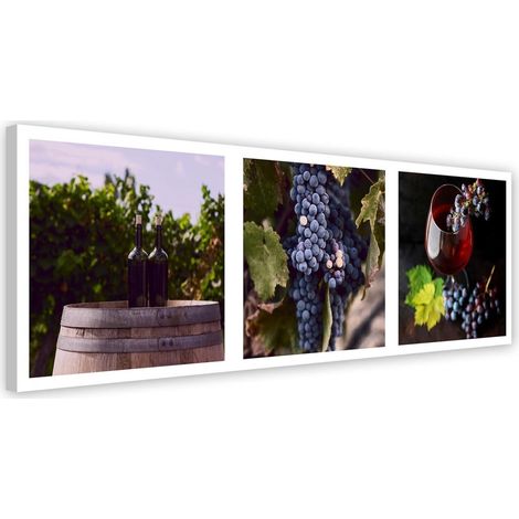 Tableau sur toile Vin Raisin Vignoble 90x30 (1/5)