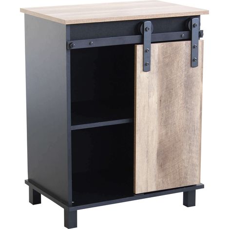 Mobile da interno bar e pub in legno e metallo con anta scorrevole Linea Industrial