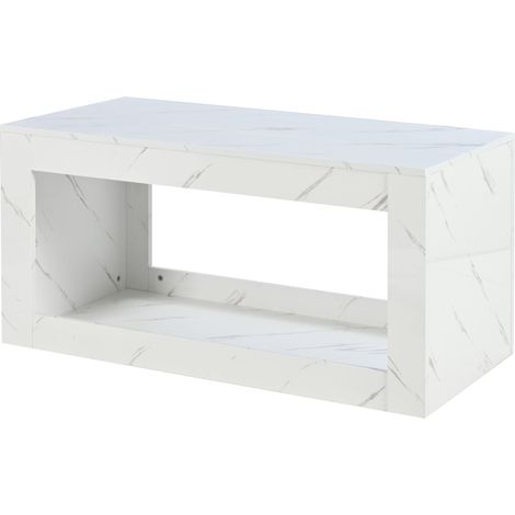 Moderner LED-Couchtisch in Weiß mit Marmoreffekt 100 x 50 x 50 cm MODENUIT (1/5)