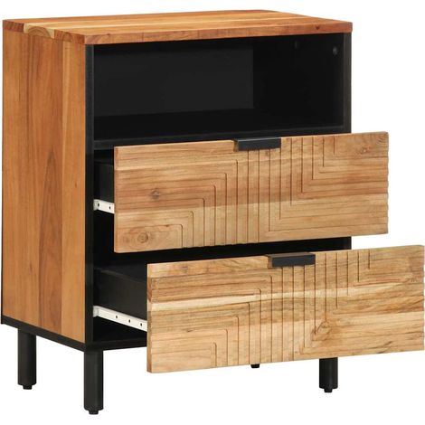Armario de Noche Marrón 50 x 33 x 62 cm madera maciza de acacia