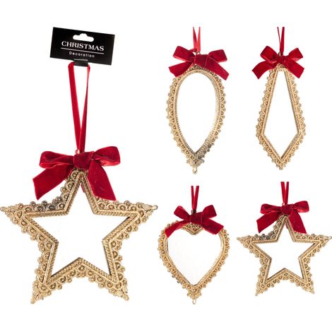 Decorazione pendente a specchio oro modello assortito PERAGA CHRISTMAS