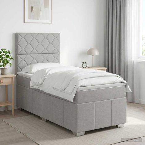 Cama box spring con colchón Gris Claro 90 x 200 cm Tela (1/5)