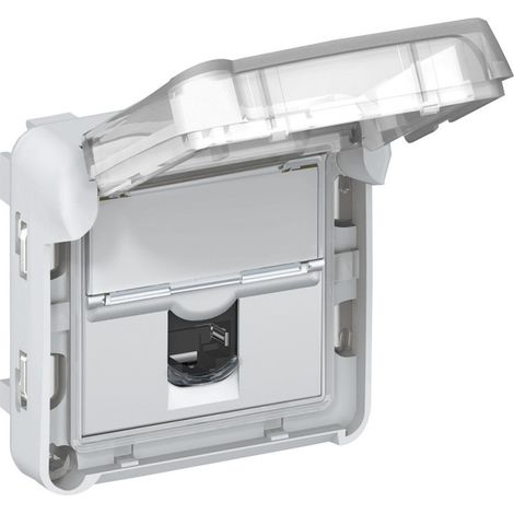 Prise RJ45 catégorie5e FTP Plexo composable IP55 gris (069557) (1/4)