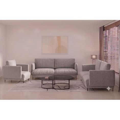 Sofaset Designersofas HELMER 3-2-1 Stoff Baloo Grau