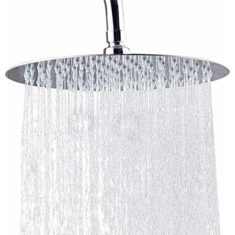 Shower Head,10 Inch Stainless Steel Round Shower Head 304.25cm Ultra-Thin High Pressure Rain Spray Shower Head Anti-Scale Hand Shower,Chrome (1/5)
