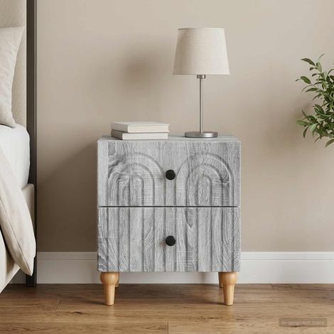 vidaXL Armario de Noche con cajón Gris Sonoma 43 x 34,5 x 48 cm (1/5)