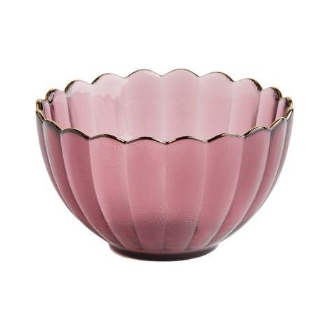 1 bol en verre rose foncé, bord doré, design élégant, vaisselle fine, pour desserts et décoration de table (1/5)