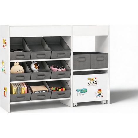 Meuble de rangement enfant 11 bacs amovibles 105 cm en mDF Acero (1/5)