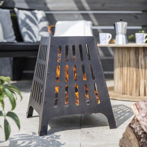 La Hacienda 58573 Anubis Steel Fire Pit Basket Bowl Outdoor Heater Patterned (1/3)