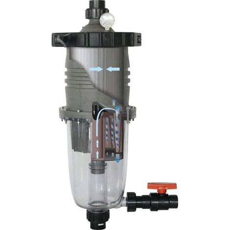 Waterco MultiCyclone 16 Plus Filtre piscine - Préfiltration centrifuge + cartouche - Jusqu’à 80 m³ - Débit 13,5 m³/h - Ø63 mm