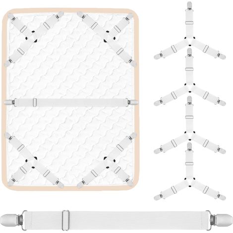 Bettlakenhalter-Gurte, 4+1-teiliges Set, 1 gerader Spannbettlakenhalter