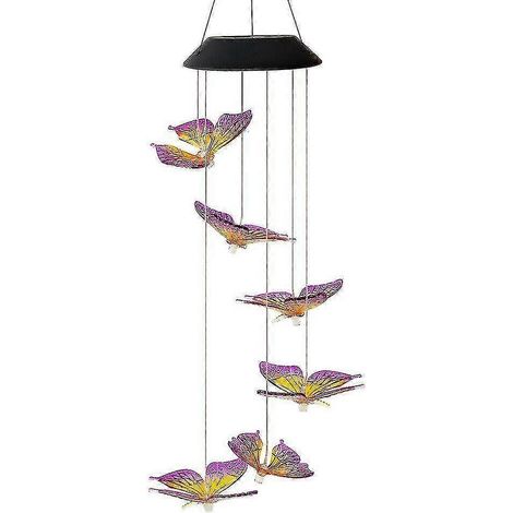 Carillon solaire lumineux papillon étanche pour jardin suspendu, statue de jardin (1/5)