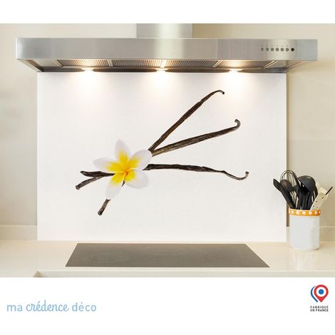 Fond de hotte : Fleurs et vanille - Verre trempé - 90 cm - 60 cm (1/5)