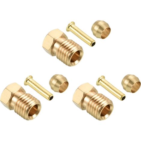 Kit de 3 raccords de compression en laiton pour tubes 25 mm x 4 mm (1/4)