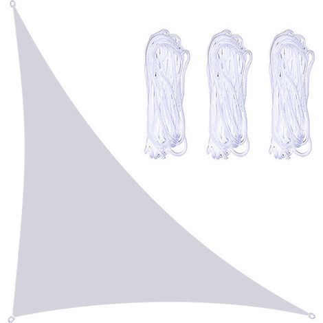 Toivize-Voile d'ombrage 4x4x5.7m Triangle Rectangle Blanc Oxford - Anti-UV Durable - Jardin Terrasse avec Cordes (1/5)