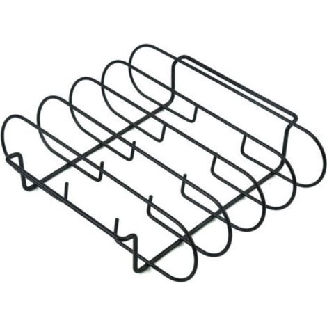 (Schwarz) Rippchenhalter für Barbecue, BBQ-Rippchenständer, Rippchenhalter für Grill, Metall-Rippchenhalter zum Grillen und Räuchern, Hähnchengrillständer, zum Grillen von Steaks, Spareribs, Grillhähn