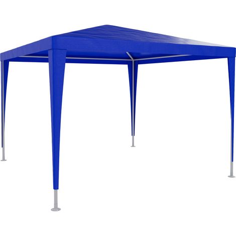 Gazebo 3 x 3 Metri Struttura in Acciaio Copertura In PE 110 gr/m² Impermeabile Idrorepellente Resistente Raggi Solari UV Tenda Ombrellone Per Fiere Pic Nic Campeggio Esterno Giardino Piscina Blu