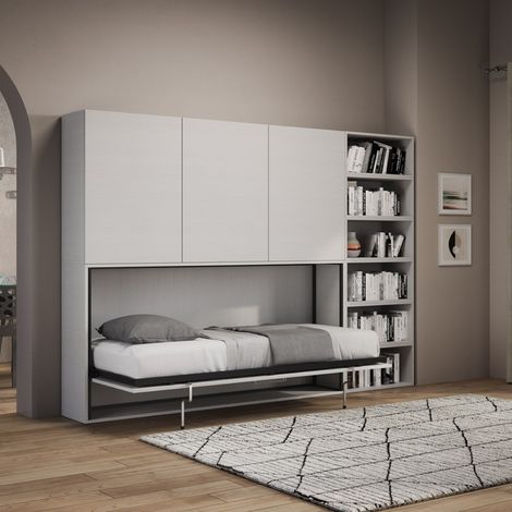 Letto NABOR singolo a scomparsa Bianco Frassino Composizione G (1/5)