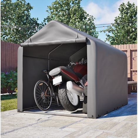 Garage à vélo gris 160x220x165 cm avec porte enroulable, armature acier, PE (1/5)