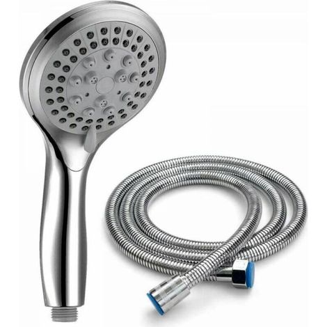 Shower head with 1.5m hose, 5 universal modes, chrome hand shower and flexible hand shower, high pressure bathroom hand shower (1/5)