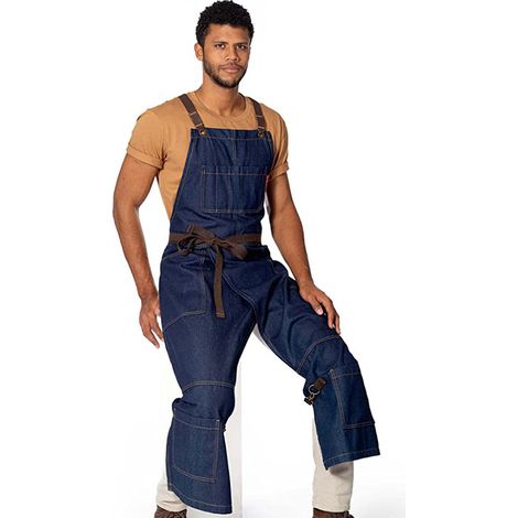 Blaue Pottery-Jeansschürze mit überkreuzter Rückseite