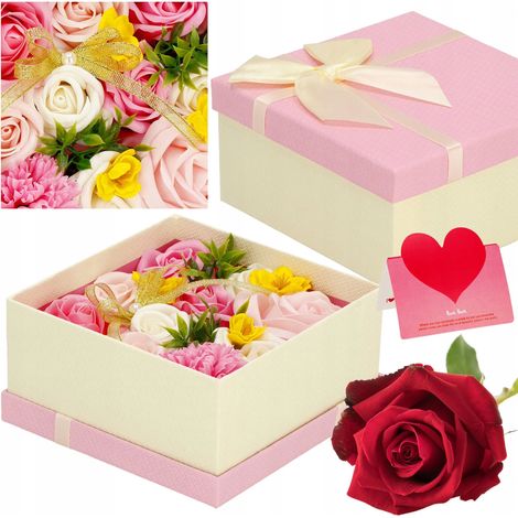 ROSE SAPONETTE REGALO FIORI FLOWER BOX BOUQUET PER LA GIORNATA DELLA DONNA SCATOLA DI ROSE (1/5)