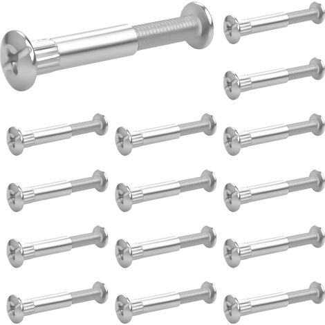 30 Pièces M6 Vis d'Assemblage Acier Nickelé - Connecteur Bois Armoires Placards Épaisseur 46-56mm (1/5)