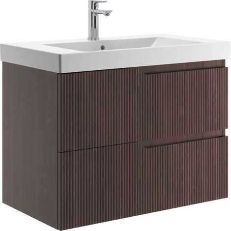 Jika Cubito Style - Mueble de lavabo, 80 x 57 x 45 cm, 2 cajones, nogal oscuro H40J4424023561 (1/4)