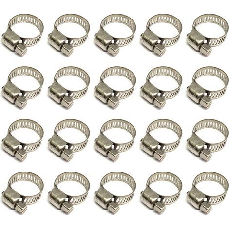 Collier De Serrage Inoxydable 304 Réglable 10-16mm Pour Tuyau Gaz Eau Câble Robinet 20 Pièces (1/4)