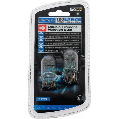 2 Ampoules Wedge 12V 21W 5W 2 plots T20 3Wx16D - Blister (1/2)