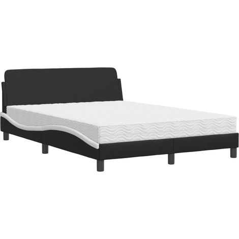 Maison Exclusive - Bett mit Matratze "Dover" Schwarz und Weiß 140 (1/5)