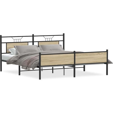 Maison Exclusive - Metallbett ohne Matratze Sonoma-Eiche 160x200