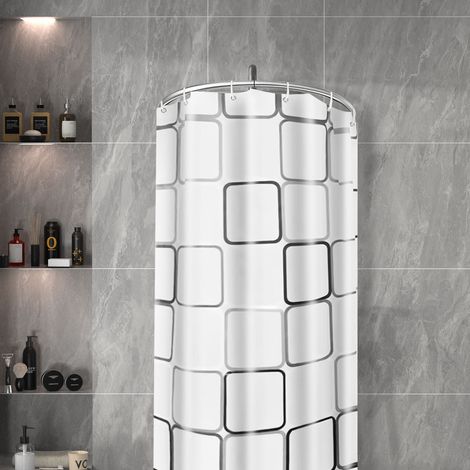 Shower Curtain Rail Rod U-Shape Curved Toilet Bathroom Pole Stainless Steel