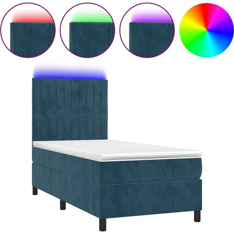 Maison Exclusive - Cama box spring colchón y LED terciopelo azul