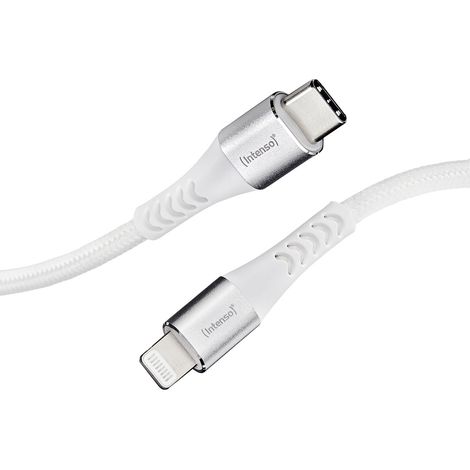 Intenso USB-Kabel USB 2.0 USB-C® Stecker, Apple Lightning Stecker 1.50 m Weiß Stoff-Ummantelung 790 (1/4)