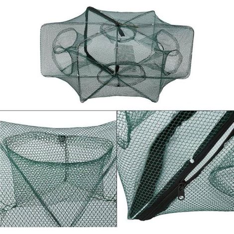 Filet Piège Pliant Portatif Cage Filet pour Le Homard Crevette Écrevisse Crabe(6 Trous) (1/4)