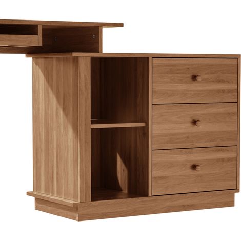 Scrivania per computer allungabile con cassetto tastiera, 3 cassetti e ripiani MDF MODENUIT (1/5)
