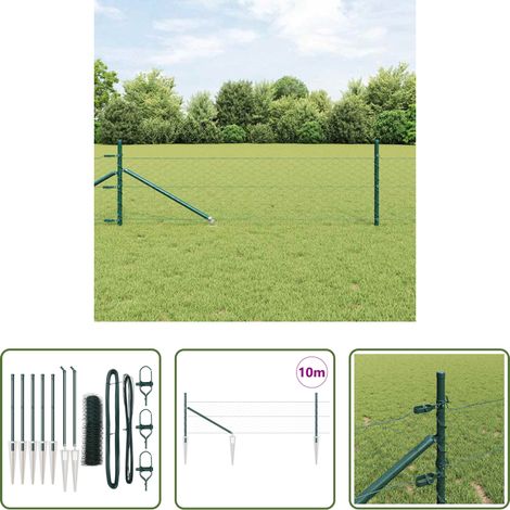 vidaXL Sécurité extérieure - Poteau de clôture. Vert 10 x 0,5 m (maille de 50 mm) (1/5)