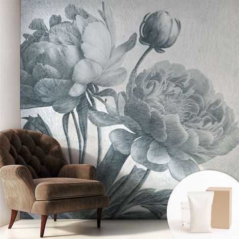 Fototapete Tapete Vliestapete mit Kleber - Wandtattoo - leicht anzubringen - Wandverkleidung Blumiger Chic 250x250 cm (1/5)