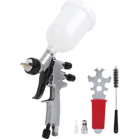 Pistolet pneumatique à peinture haute atomisation, godet plastique 250ml, buse 1,0mm, pulvérisateur air comprimé pour peinture, usage professionnel et bricolage. (1/5)