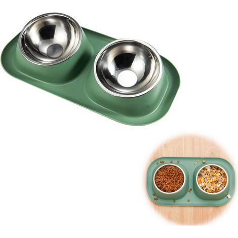 Lot de 2 gamelles pour petits chiens en acier inoxydable avec support incliné à 15° en acier inoxydable (1/5)