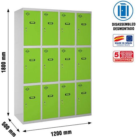 Simonrack Armadio Metallico Grigio Verde 3 Porte 1800x1200x500mm
