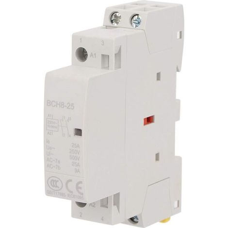 Contacteur à courant alternatif, 2P 2NO Normalement ouvert Contacteur à courant alternatif à rail DIN pour 25A 220V/230V 50/60HZ pour applications domestiques,A (1/5)