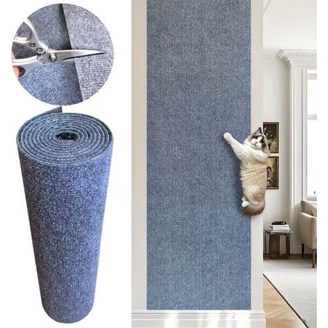 Tapis à griffer pour chat 300 x 40 cm, auto-adhésif et découpable, protection XXL pour canapé et mur, revêtement DIY en feutre résistant à l'usure, gris (1/5)