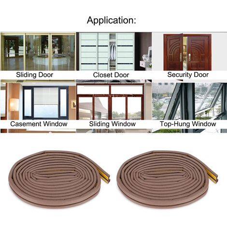Lot de 2 bandes d'étanchéité autocollantes insonorisantes pour porte coulissante antivol, marron (1/5)