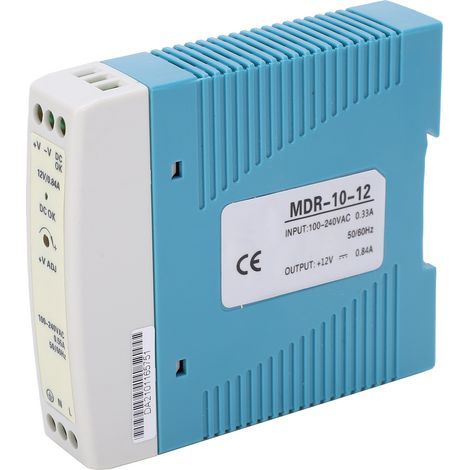Alimentation industrielle BERM rail DIN MDR-10-12 10W 12V 100-240VAC pour automate PLC et capteurs (1/5)