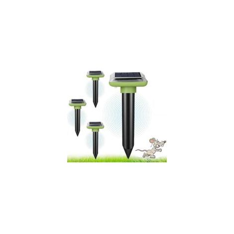 Maulwurfabwehrmittel, Solar-Maulwurfabwehrmittel, Ultraschall-Schlangenabwehrgerät (4 Stück), Ultraschallgerät gegen Maulwürfe, Taschenratten, Schlangen, Wühlmäuse und andere Tiere – Crezuo