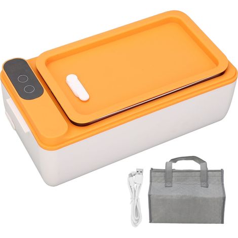 Scaldavivande elettrico portatile ricaricabile da 1 litro, elevata capacità di mantenimento del calore, ideale per studenti e impiegati, colore bianco e arancione. (1/5)